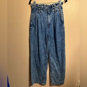 Almost Famous Paperbag Waist Denim Jeans, High Rise Tapered Leg